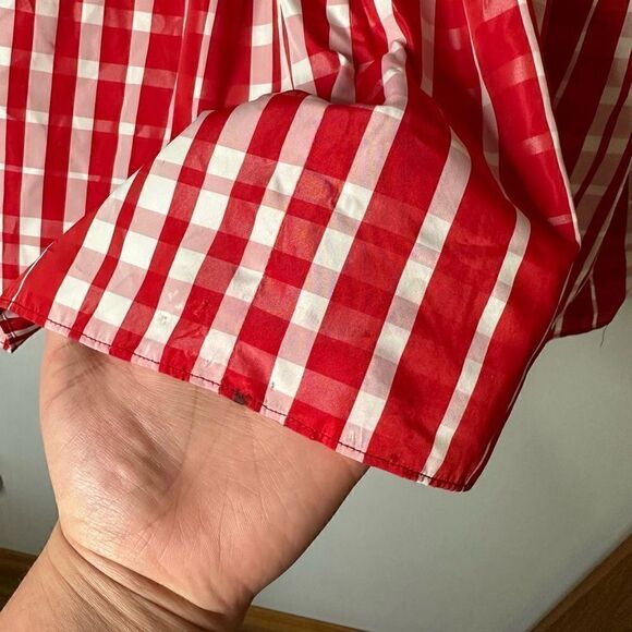 Vineyard Vines Red and White Gingham Fit and Flare Silk Blend Strapless Mini Dre - Picture 6 of 9